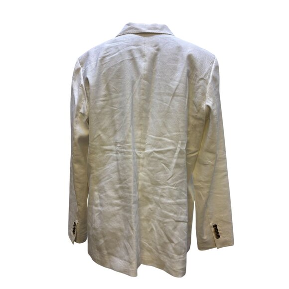 Lafayette 148 New York Womens White Cotton Linen Blazer Jacket Size 18 - Picture 2 of 6